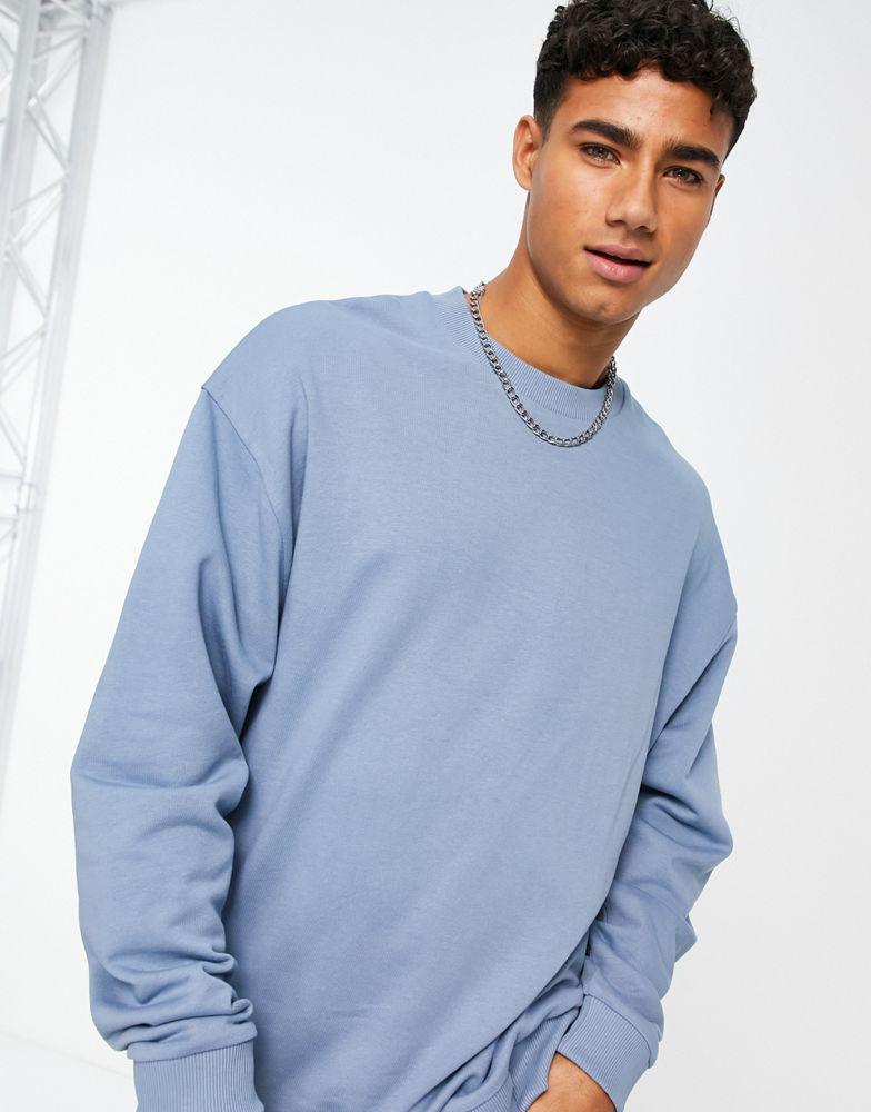 ASOS Actual oversized sweatshirt with outdoors club back print in blue商品第3张图片规格展示