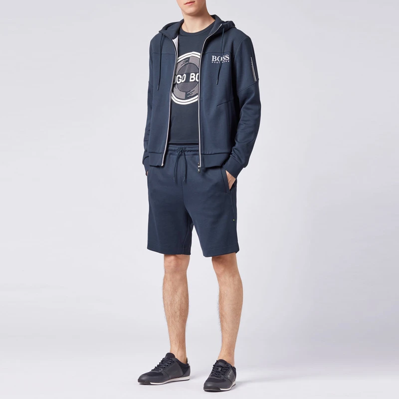 Hugo Boss 雨果博斯 男士深蓝色纯棉大logo印花圆领短袖休闲T恤 TEE1-182-6415-410 商品