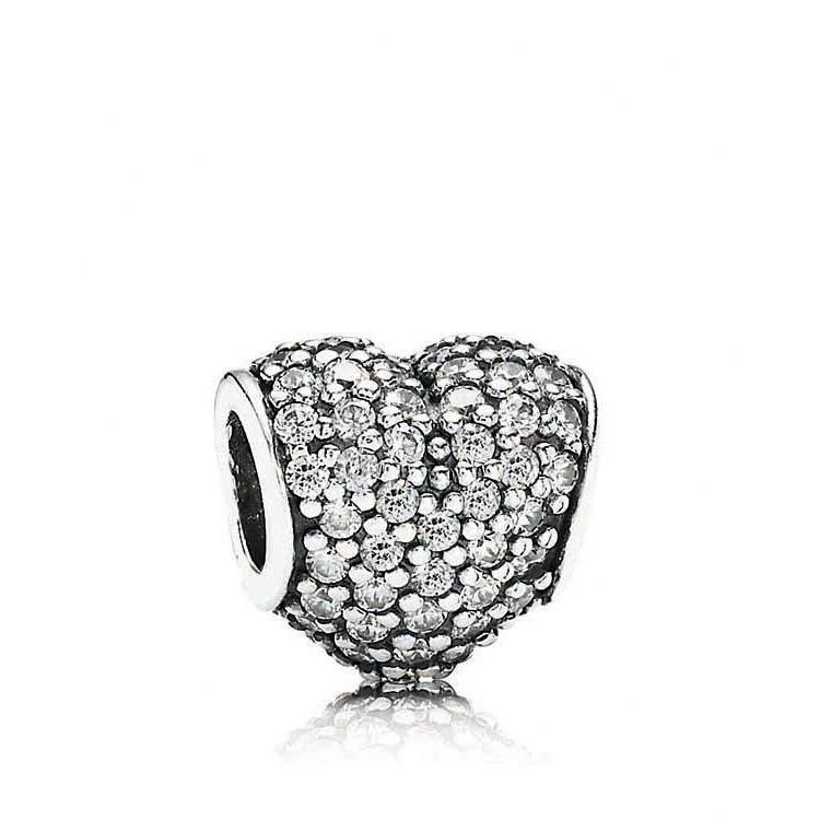 商品PANDORA|Sterling Silver and Cubic Zirconia Clear Pave Heart,价格¥526,第1张图片