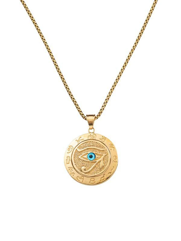 商品Eye Candy LA|All Seeing Eye Goldtone Titanium & Enamel Pendant Necklace,价格¥250,第1张图片