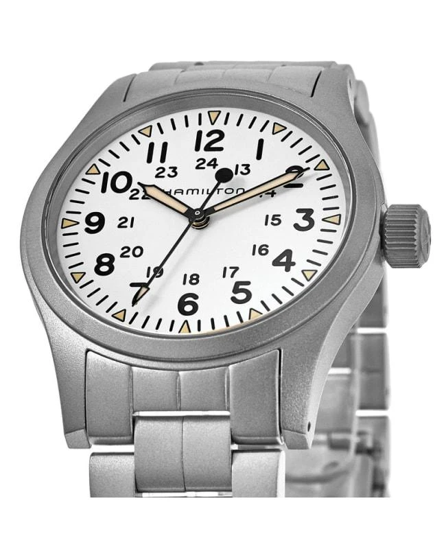 商品Hamilton|Hamilton Khaki Field Mechanical White Dial Steel Men's Watch H69439111,价格¥4161,第2张图片详细描述