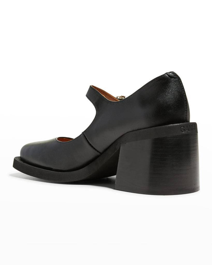 商品Ganni|Calfskin Mary Jane Square-Toe Pumps,价格¥3145,第6张图片详细描述