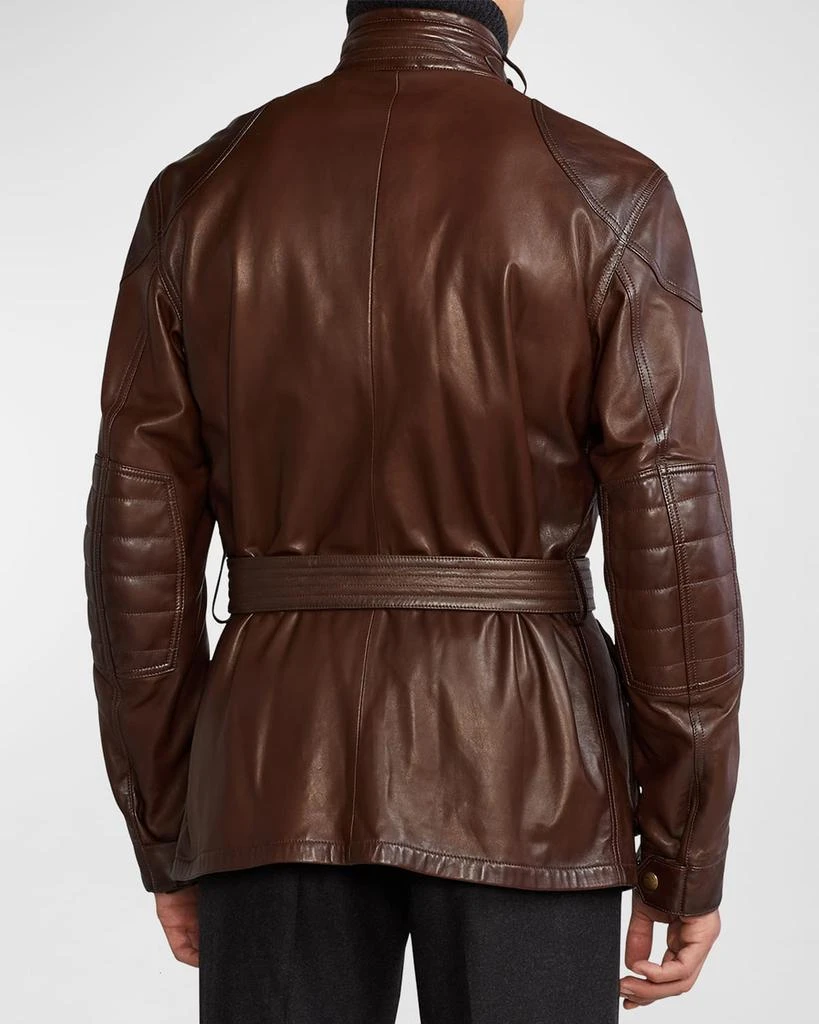 商品Ralph Lauren|Men's Willis 4-Pocket Belted Leather Jacket,价格¥35168,第5张图片详细描述