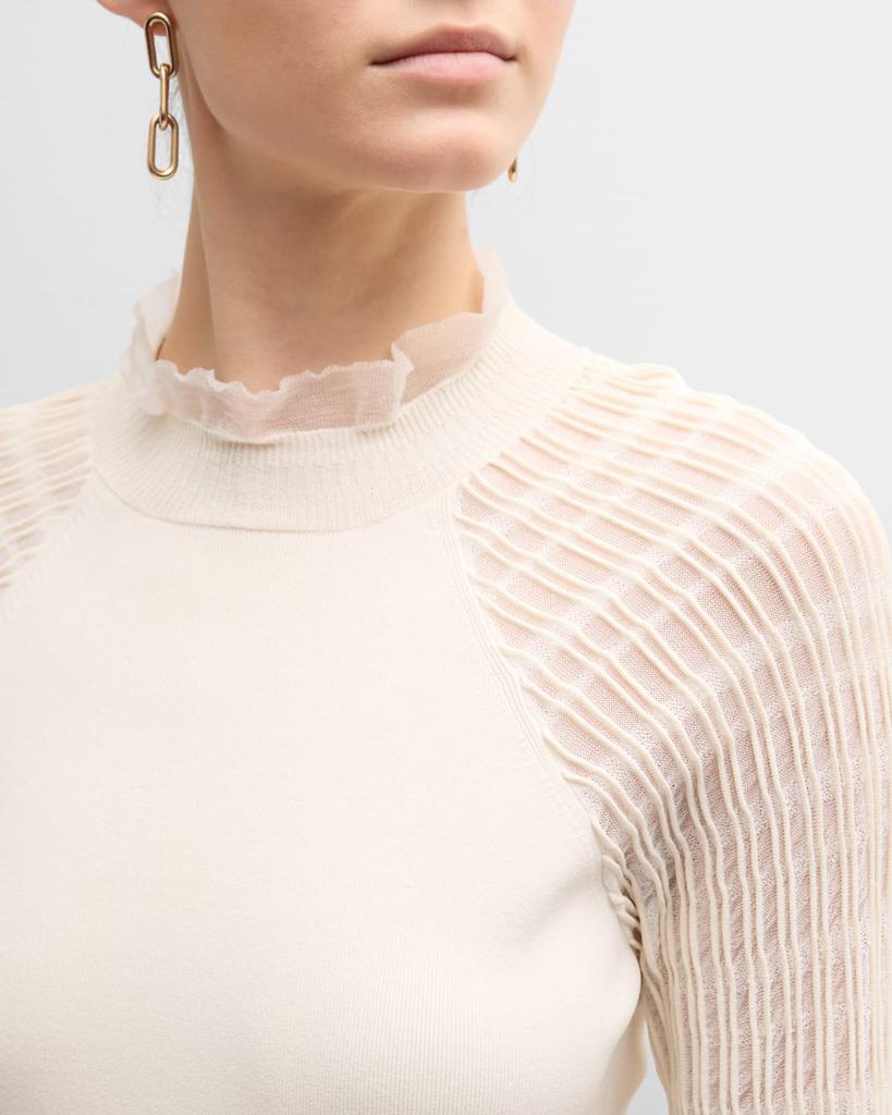 Micro-Ribbed Long-Sleeve Fitted Sweater商品第7张图片规格展示