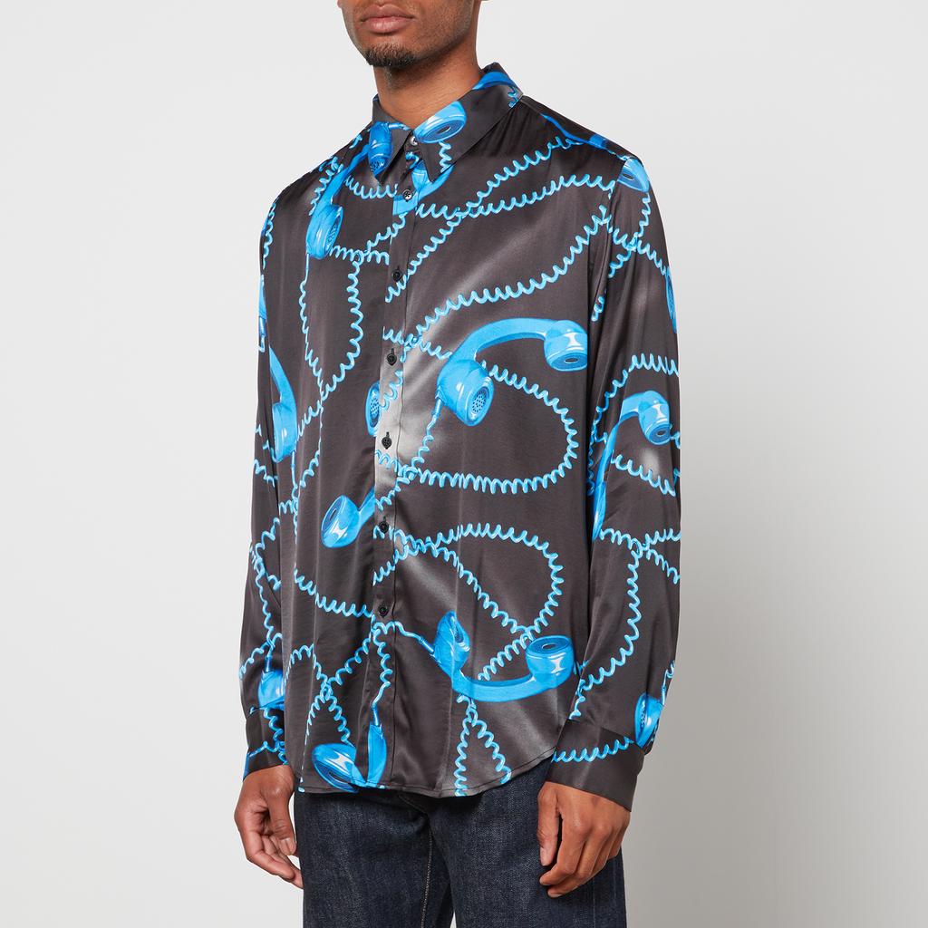 Martine Rose Men's Oversized Phone Print Shirt - Black/Blue商品第1张图片规格展示