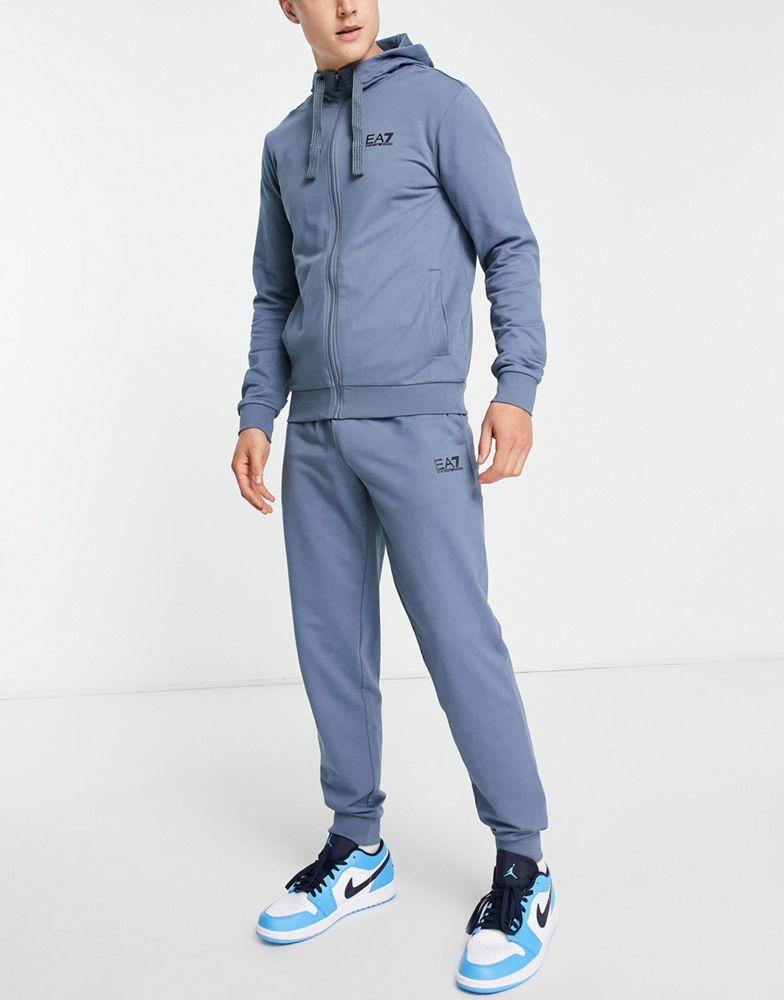 Armani EA7 core ID french terry hooded tracksuit in blue商品第1张图片规格展示