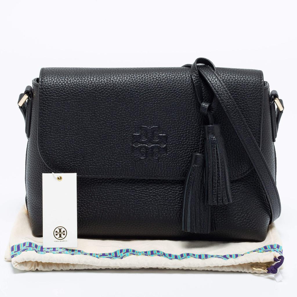 Tory Burch Black Leather Thea Flap Messenger Bag商品第10张图片规格展示