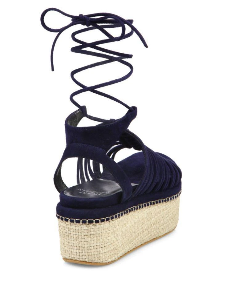 商品Stuart Weitzman|Knotagain Suede Caged Platform Wedge Sandals,价格¥1526,第2张图片详细描述