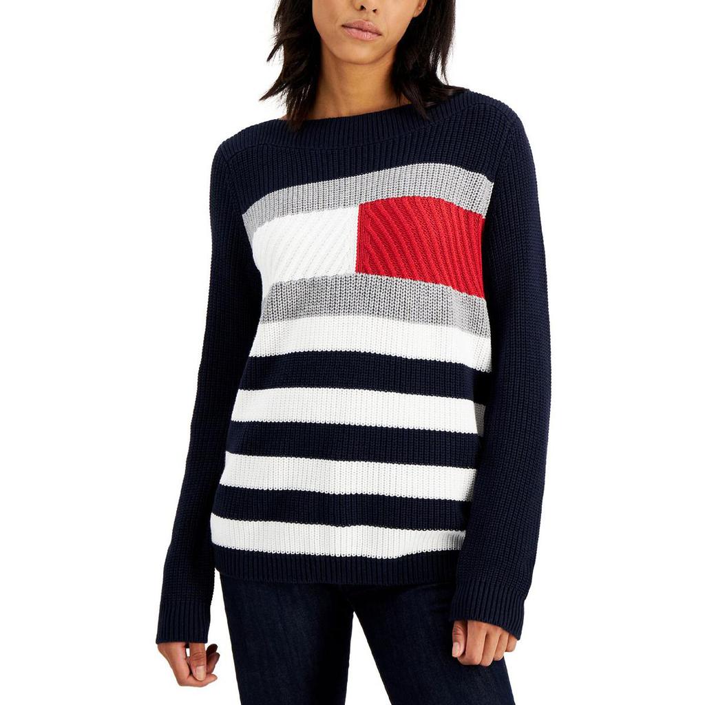 Tommy Hilfiger Womens Cate Ribbed Knit Colorblock Pullover Sweater商品第1张图片规格展示