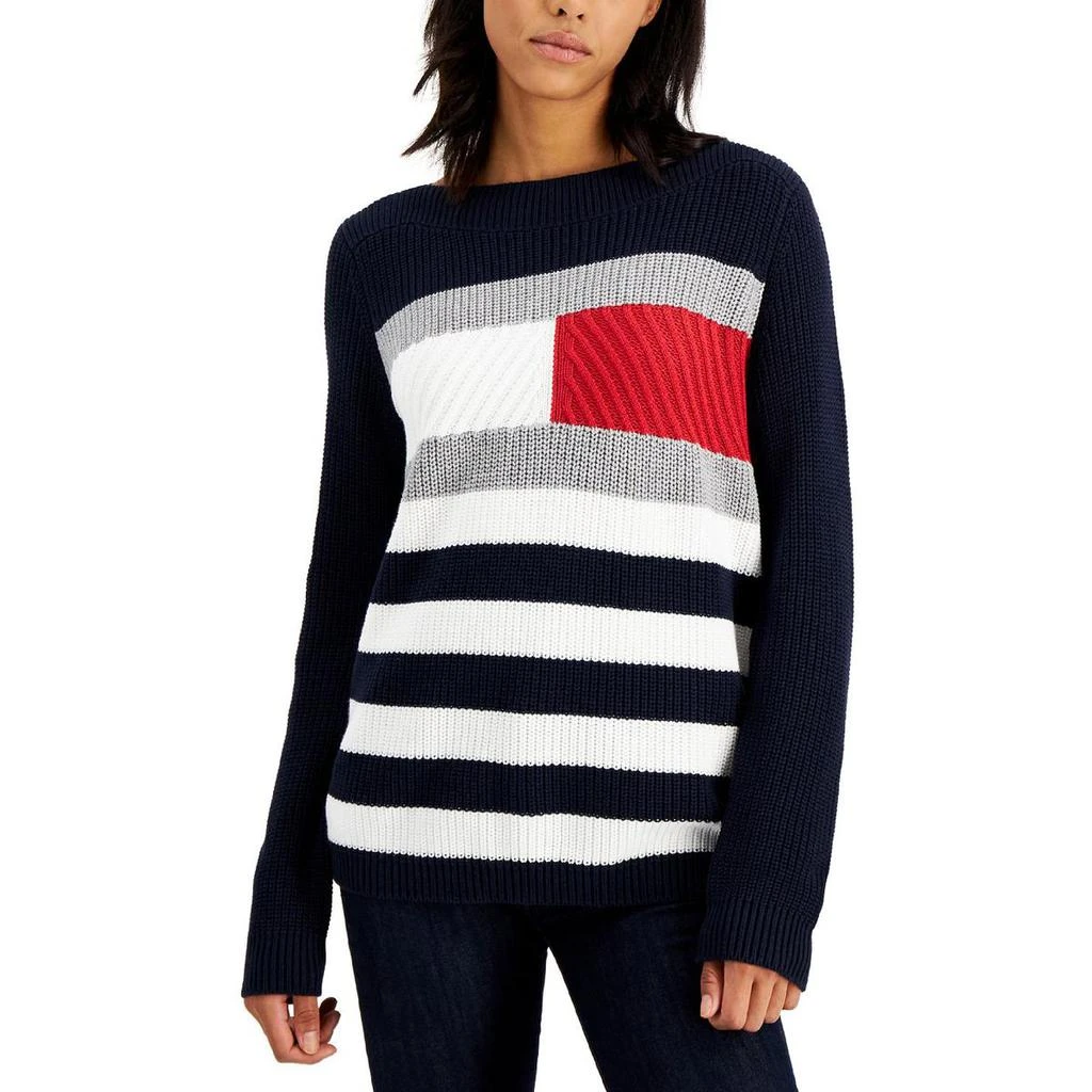 商品Tommy Hilfiger|Tommy Hilfiger Womens Cate Ribbed Knit Colorblock Pullover Sweater,价格¥253,第1张图片