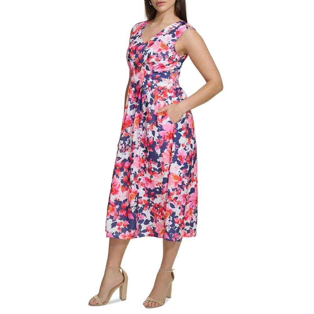 商品Kensie|Women's Floral-Print V-Neck A-Line Dress,价格¥599,第3张图片详细描述