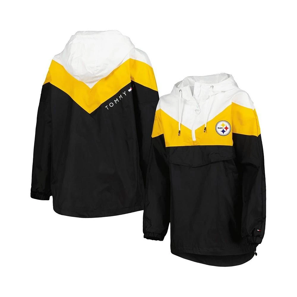 商品Tommy Hilfiger|Women's White, Gold Pittsburgh Steelers Staci Half-Zip Hoodie Windbreaker Jacket,价格¥731,第1张图片