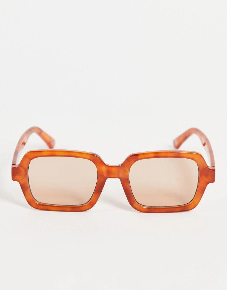 商品ASOS|ASOS DESIGN square sunglasses with brown lens in brown tortoiseshell - BROWN,价格¥75,第2张图片详细描述