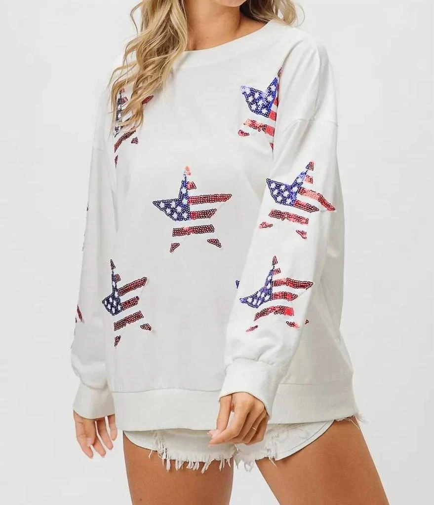 商品Trendsi|Trendsi - BiBi American Flag Sequin Star Sweatshirt,价格¥360,第5张图片详细描述