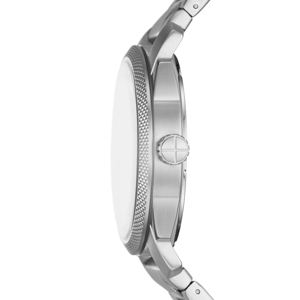 Men's Machine Silver-Tone Stainless Steel Bracelet Watch 42mm商品第3张图片规格展示