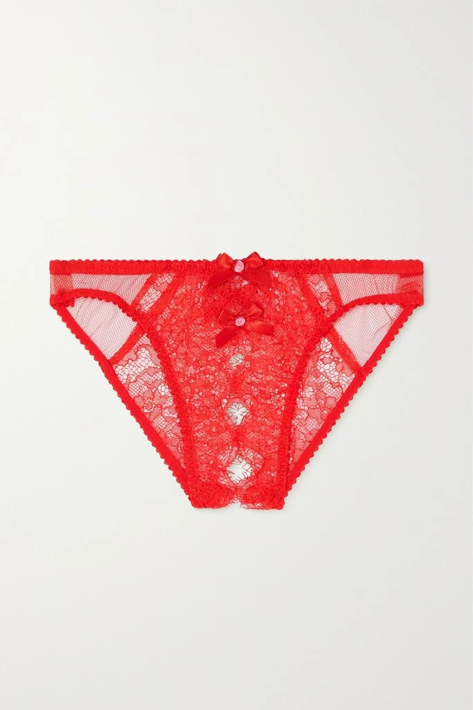 商品L'Agent by Agent Provocateur|Lorna 蝴蝶结缀饰挖剪黎芭蕾丝绢网丁字裤,价格¥421,第1张图片