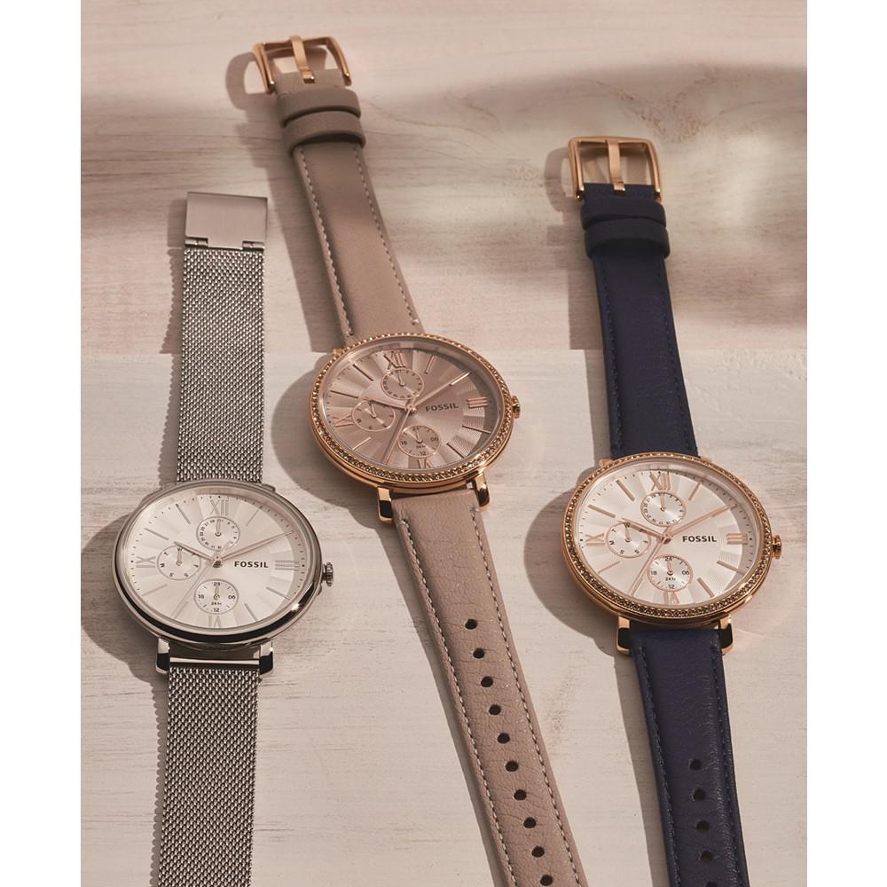商品Fossil|Women's Jaqueline rose gold tone multifunction movement, navy leather watch 38mm,价格¥551,第6张图片详细描述