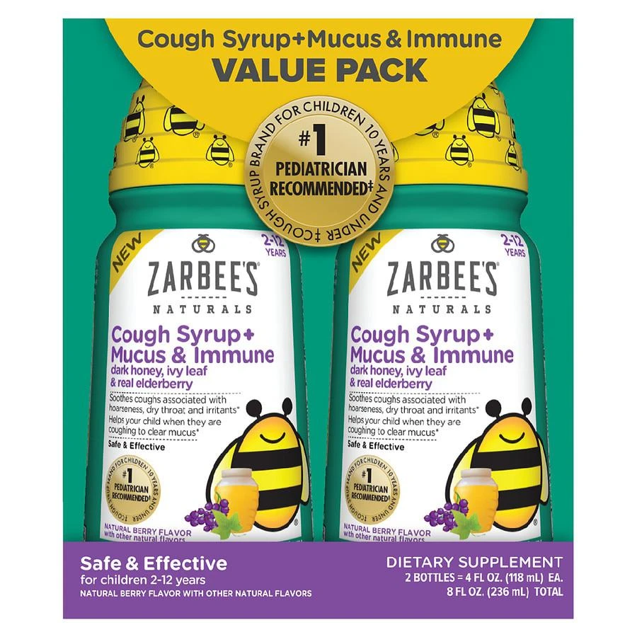 商品ZarBee's Naturals|Children's Cough Syrup + Mucus & Immune Natural Berry,价格¥145,第1张图片