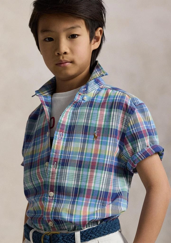 商品Ralph Lauren|Boys 8-20 Plaid Cotton Oxford Short Sleeve Shirt,价格¥183,第2张图片详细描述