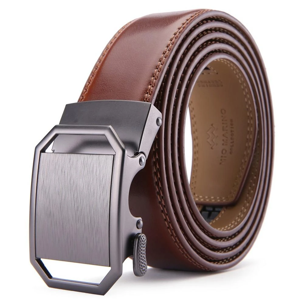 商品Mio Marino|Men's Solid Buckle Ratchet Belts,价格¥211,第1张图片