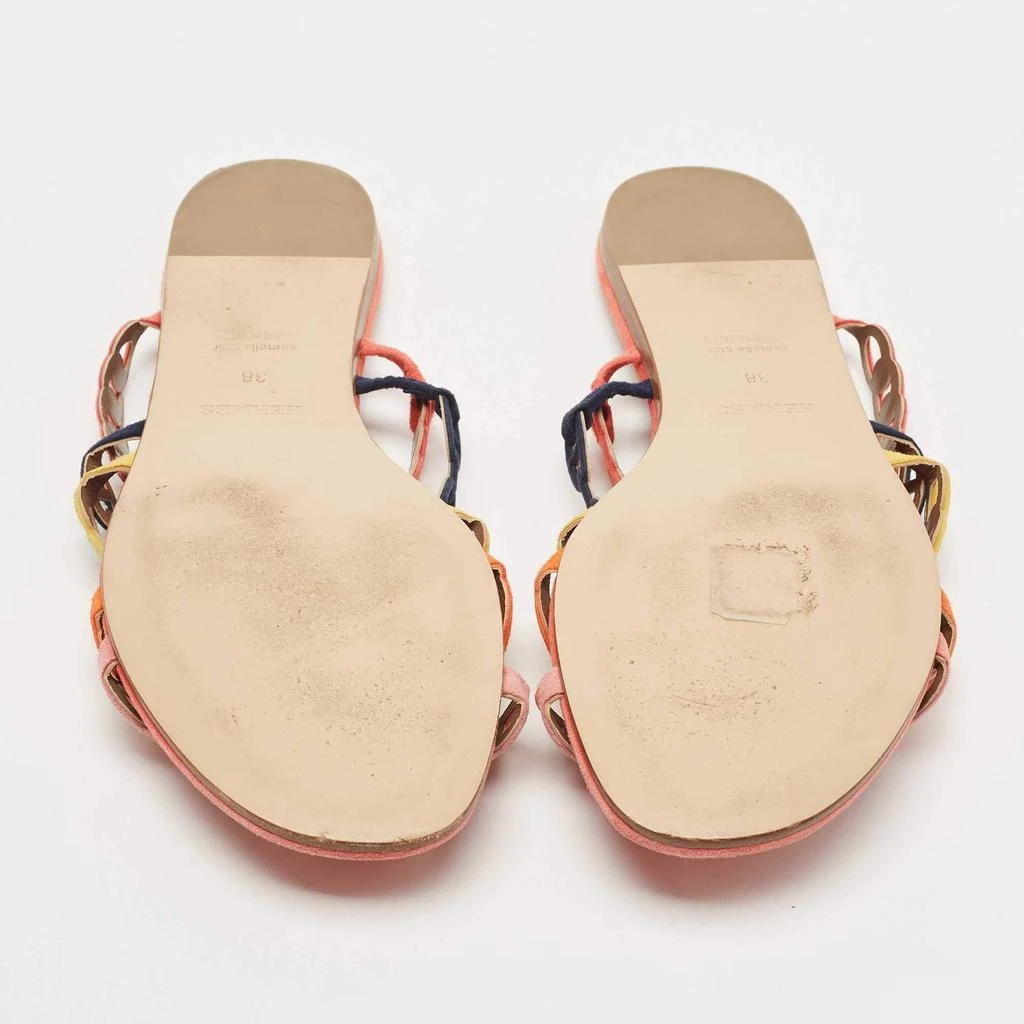 Hermes Multicolor Suede Thalassa Flat Slides Size 38 商品