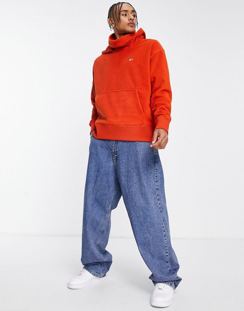 Tommy Jeans funnel neck polar fleece hoodie relaxed fit in orange商品第4张图片规格展示