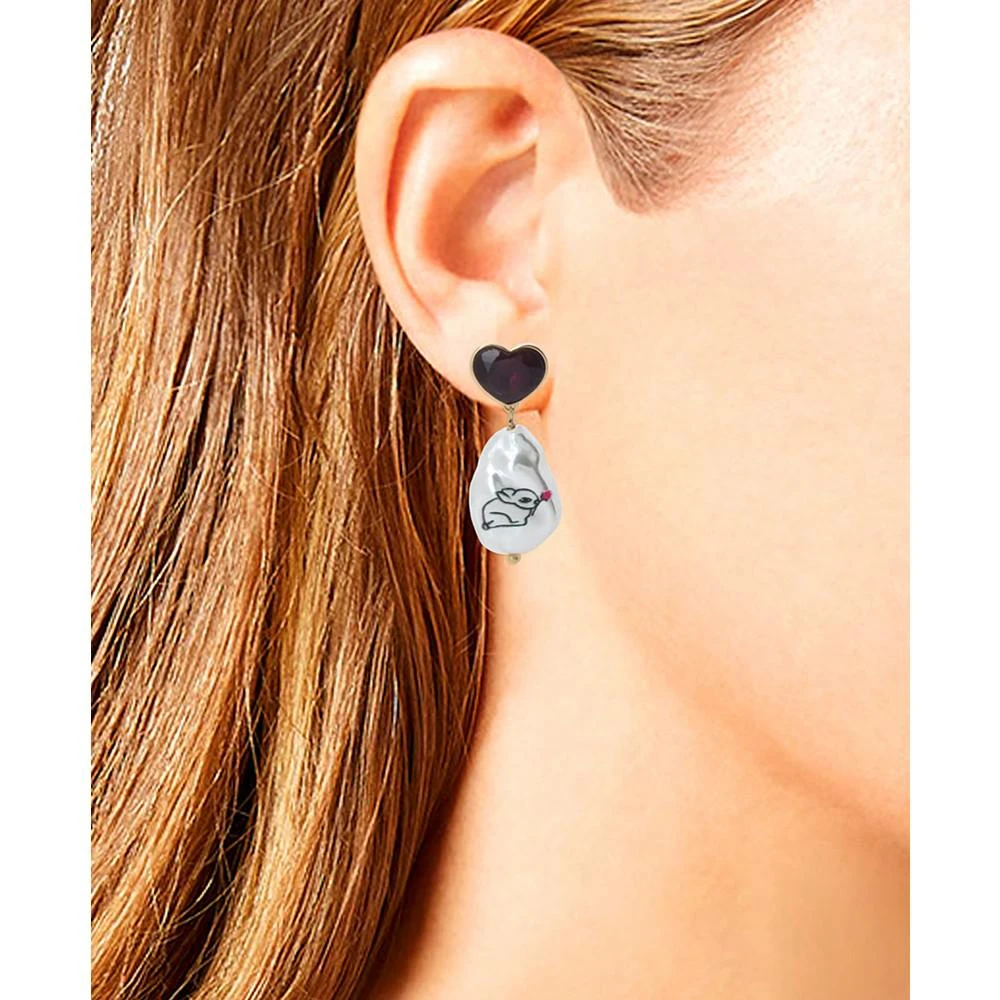 商品Coach|Gold-Tone Gemstone & Painted Imitation Pearl Mismatch Drop Earrings,价格¥714,第3张图片详细描述