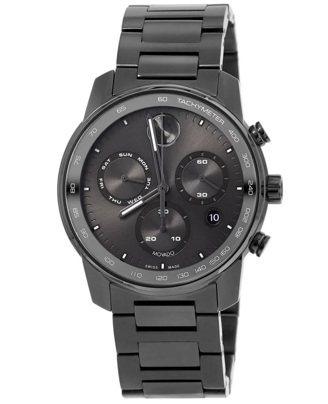 商品Movado|Movado Bold Verso Grey Chronograph Dial Gunmetal Steel Men's Watch 3600867,价格¥5599,第1张图片