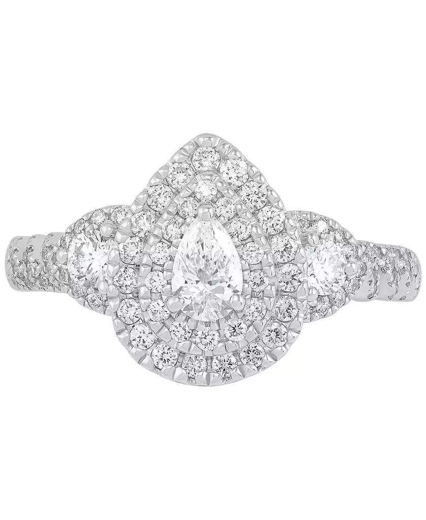 商品Macy's|Diamond Pear-Cut Halo Engagement Ring (1 ct. t.w.) in 14k White Gold,价格¥11641,第3张图片详细描述