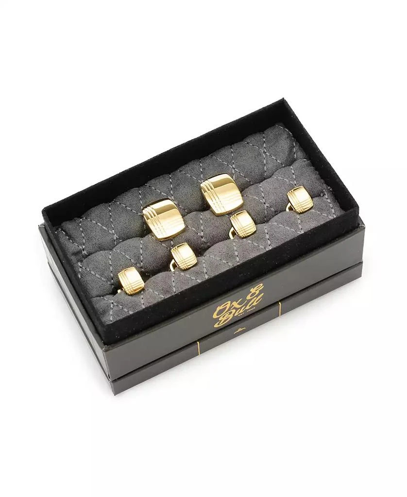 商品Ox and Bull Trading Co.|Men's Stainless Steel Tartan Cufflinks and Stud Set, 6 Piece Set,价格¥1146,第1张图片