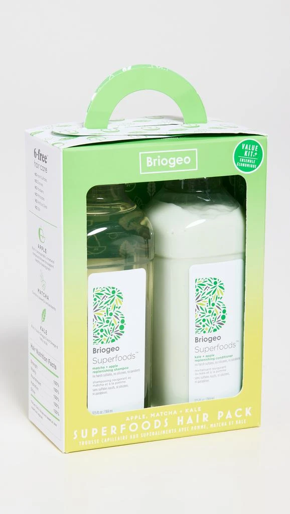 商品Briogeo|Superfoods 苹果抹茶 + 羽衣甘蓝洗发水和护发素套装,价格¥392,第2张图片详细描述