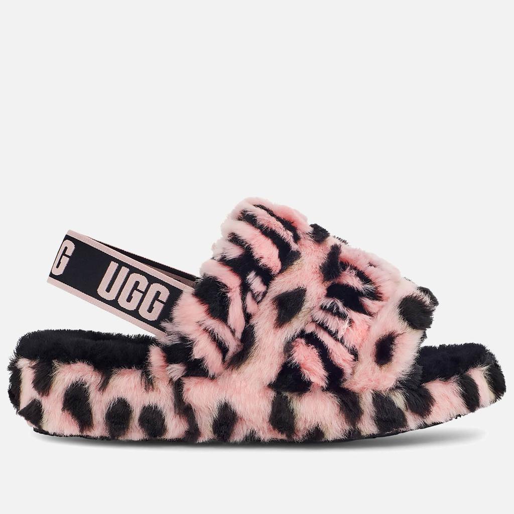 商品UGG|UGG Women's Fluff Yeah Animalia Sheepskin Slippers - Pink Scallop,价格¥468,第1张图片