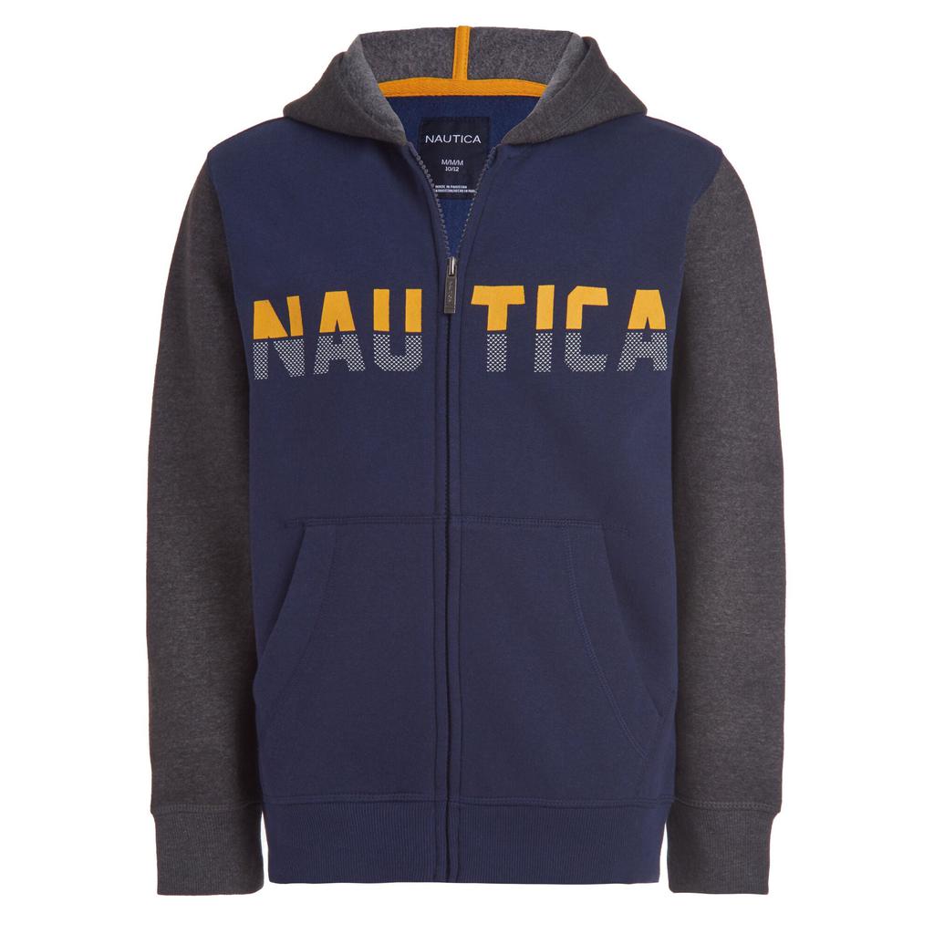 Nautica Toddler Boys' Logo Colorblock Full-Zip Hoodie (2T-4T)商品第1张图片规格展示