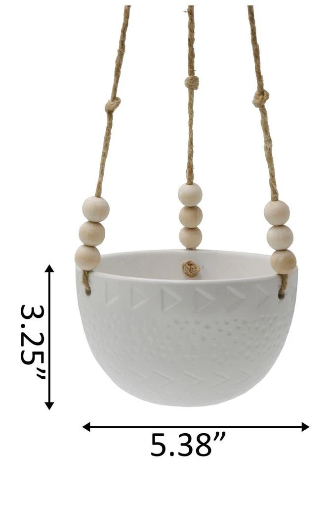 商品FLORA BUNDA|Matte White Caveman Ceramic Hanging Planter,价格¥215,第3张图片详细描述