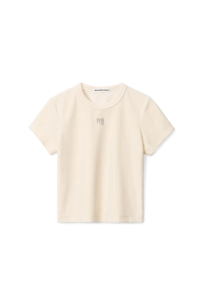 商品Alexander Wang|SHORT-SLEEVE HOTFIX LOGO TEE IN VELOUR,价格¥863,第1张图片