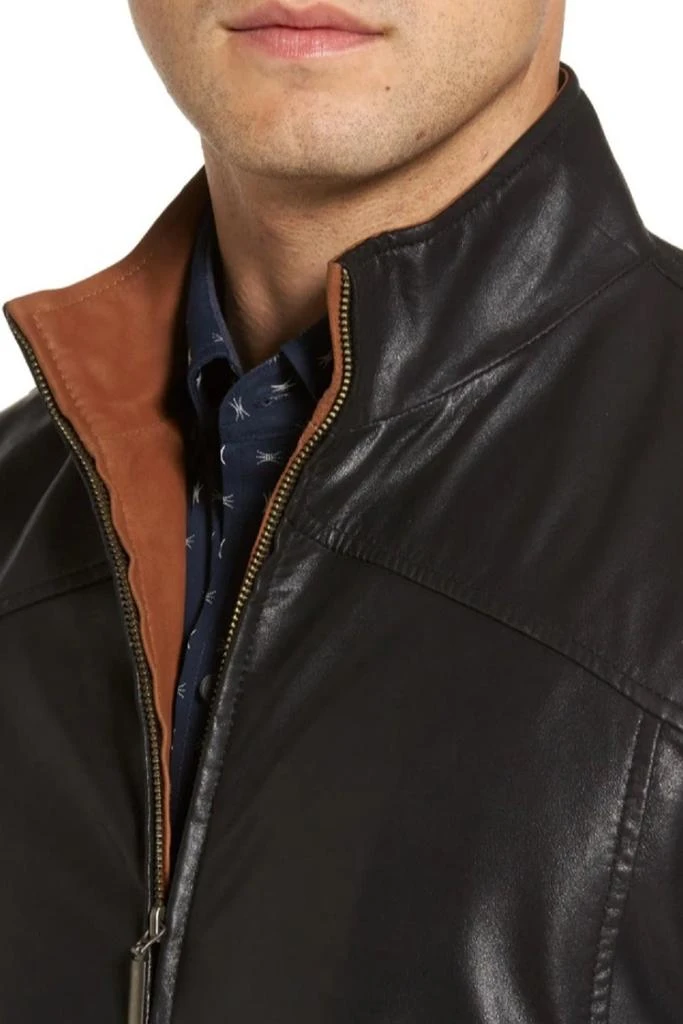 商品Missani Le Collezioni|Contrast Trim Lambskin Leather Jacket,价格¥2253,第4张图片详细描述