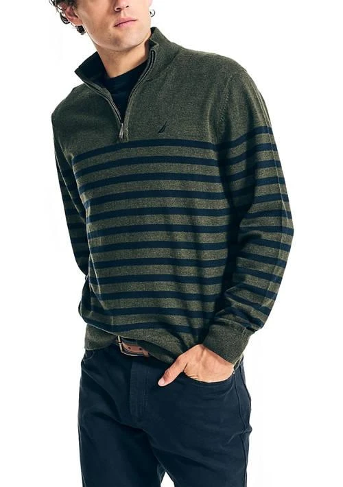 商品Nautica|Navtech Striped 1 4 Zip Sweater,价格¥210,第1张图片