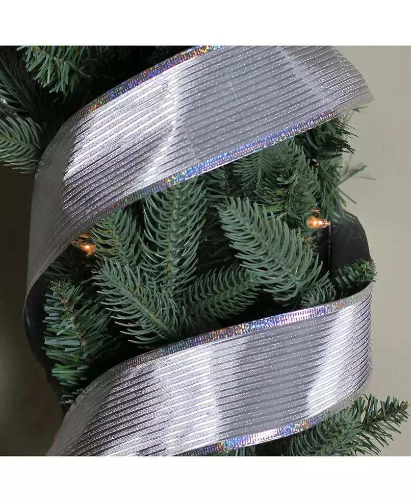 商品Northlight|Pack of 12 Shimmery Silver Horizontal Wired Christmas Craft Ribbon Spools - 2.5" x 120 Yards Total,价格¥688,第2张图片详细描述