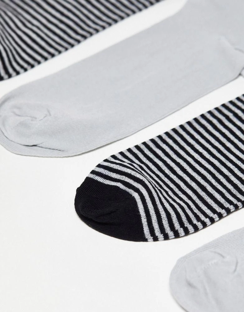 商品ASOS|ASOS DESIGN 2 pack striped smart fine rib socks in grey,价格¥77,第2张图片详细描述