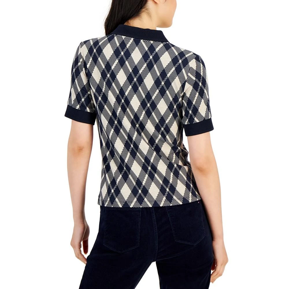 商品Tommy Hilfiger|Women's Plaid Contrast-Trim Polo Shirt,价格¥366,第2张图片详细描述
