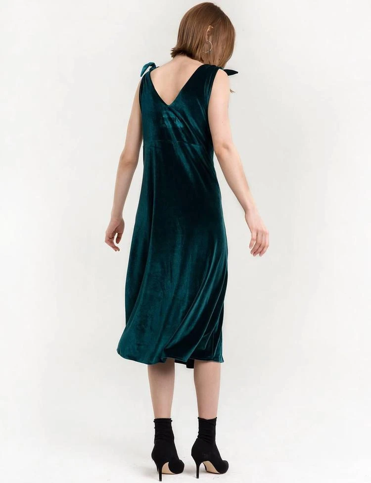 商品Pixie Market|Emerald Velvet Shoulder Tie Dress,价格¥520,第3张图片详细描述