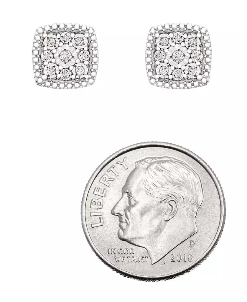 商品Macy's|Diamond Cushion Cluster Stud Earrings (1/10 ct. t.w.) in Sterling Silver,价格¥190,第4张图片详细描述