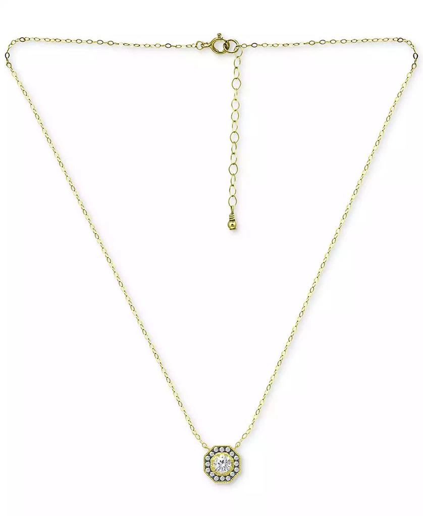 商品Giani Bernini|Cubic Zirconia Octagon Halo Pendant Necklace in 18k Gold-Plated Sterling Silver 16" + 2" extender, Created for Macy's,价格¥128,第3张图片详细描述