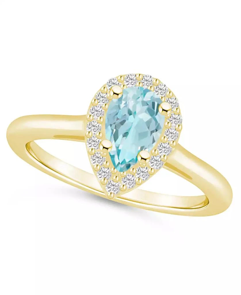 商品Macy's|Aquamarine (3/4 ct. t.w.) and Diamond (1/5 ct. t.w.) Halo Ring in 14K Yellow Gold,价格¥7722,第1张图片