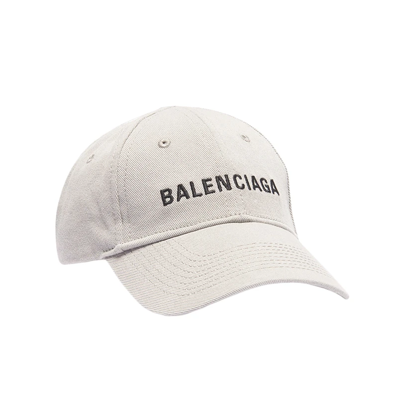 Balenciaga/巴黎世家 新款 男士浅米色和黑色徽标图案纯棉棒球帽 商品