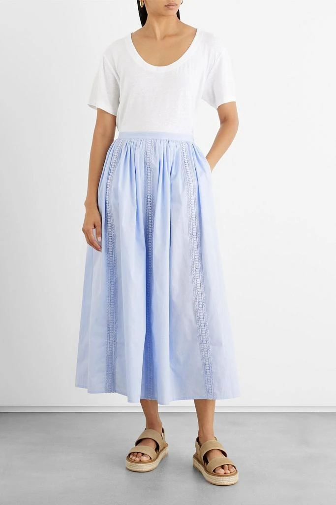 商品IRIS & INK|Melanie crochet-trimmed organic cotton-poplin midi skirt,价格¥722,第2张图片详细描述