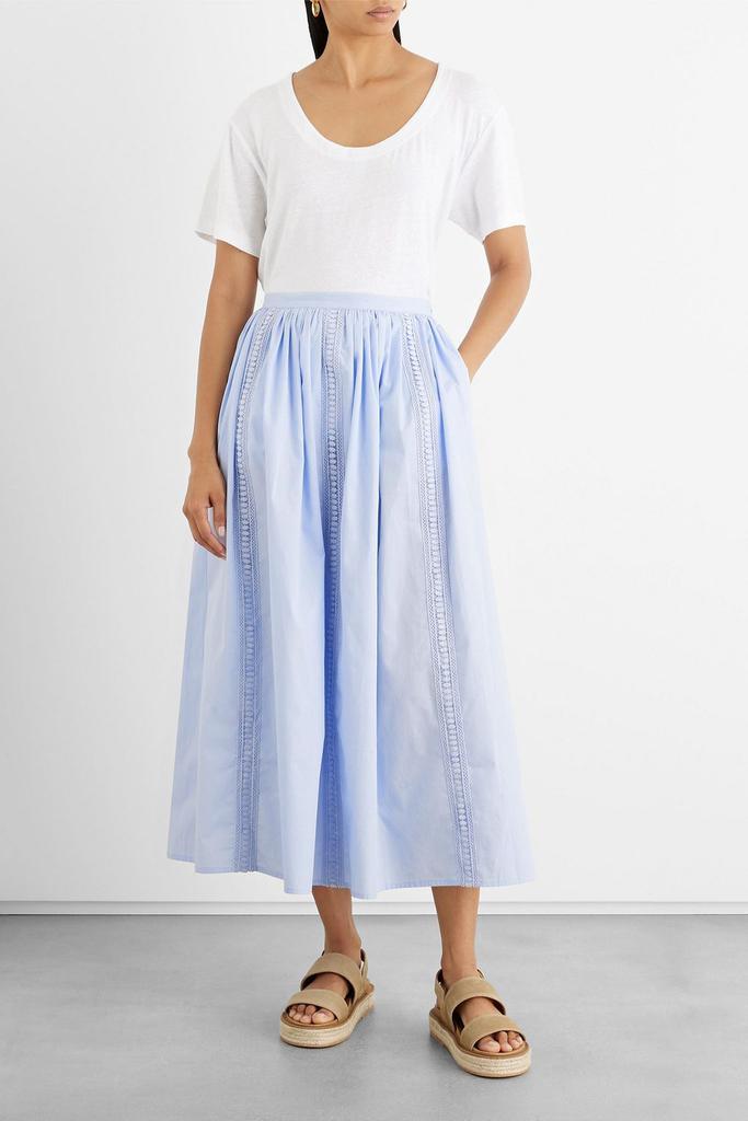 商品IRIS & INK|Melanie crochet-trimmed organic cotton-poplin midi skirt,价格¥899,第2张图片详细描述