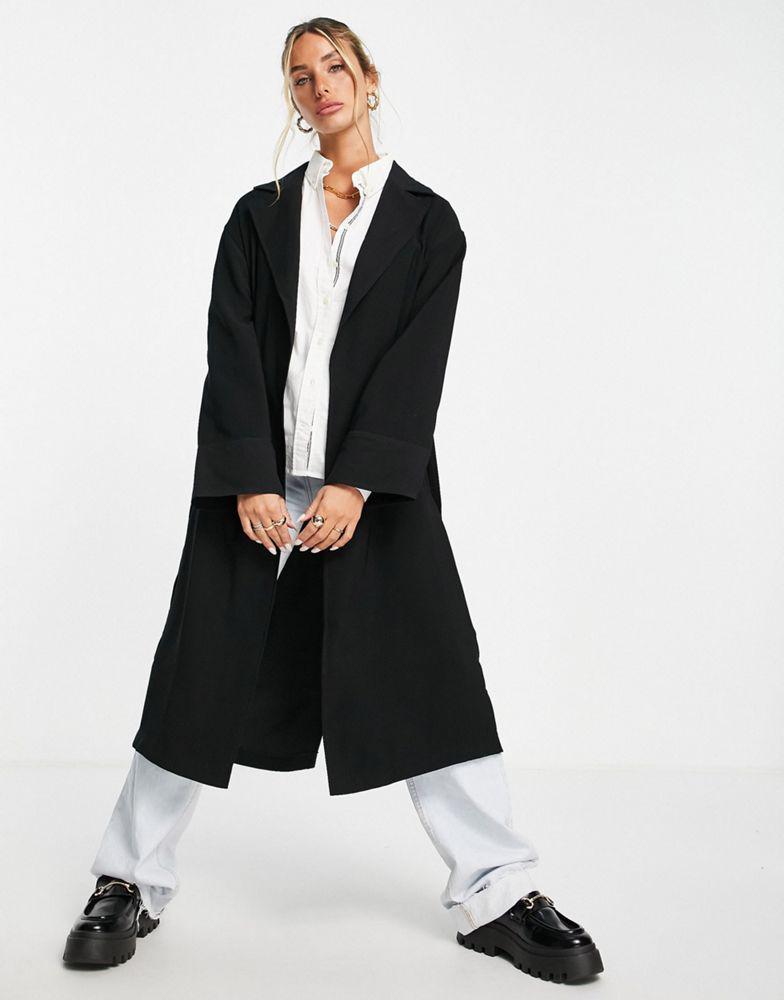 Topshop duster coat in black商品第1张图片规格展示