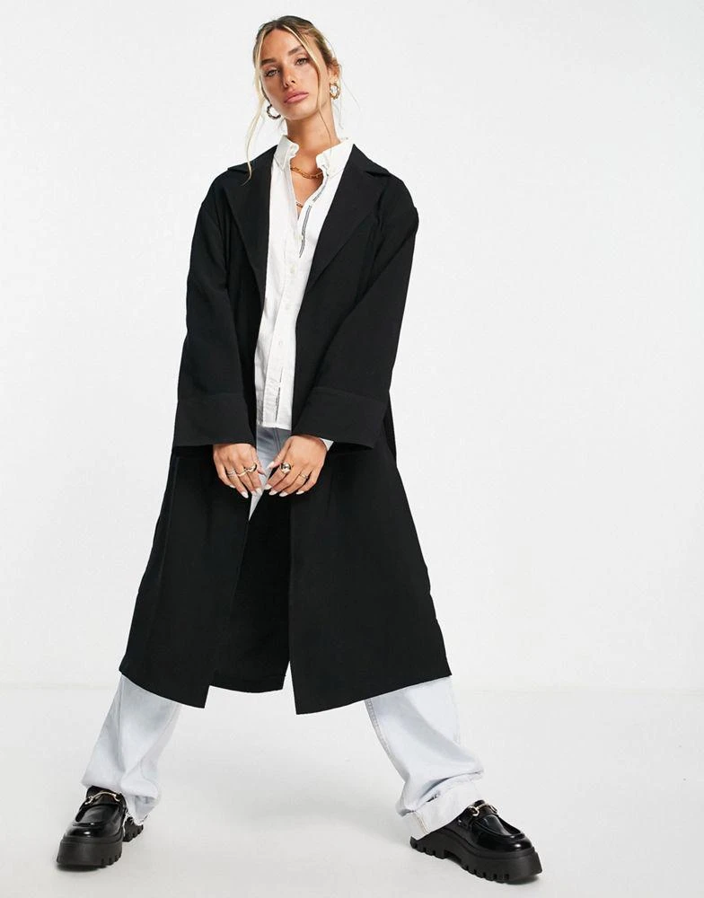 商品Topshop|Topshop duster coat in black,价格¥297,第1张图片