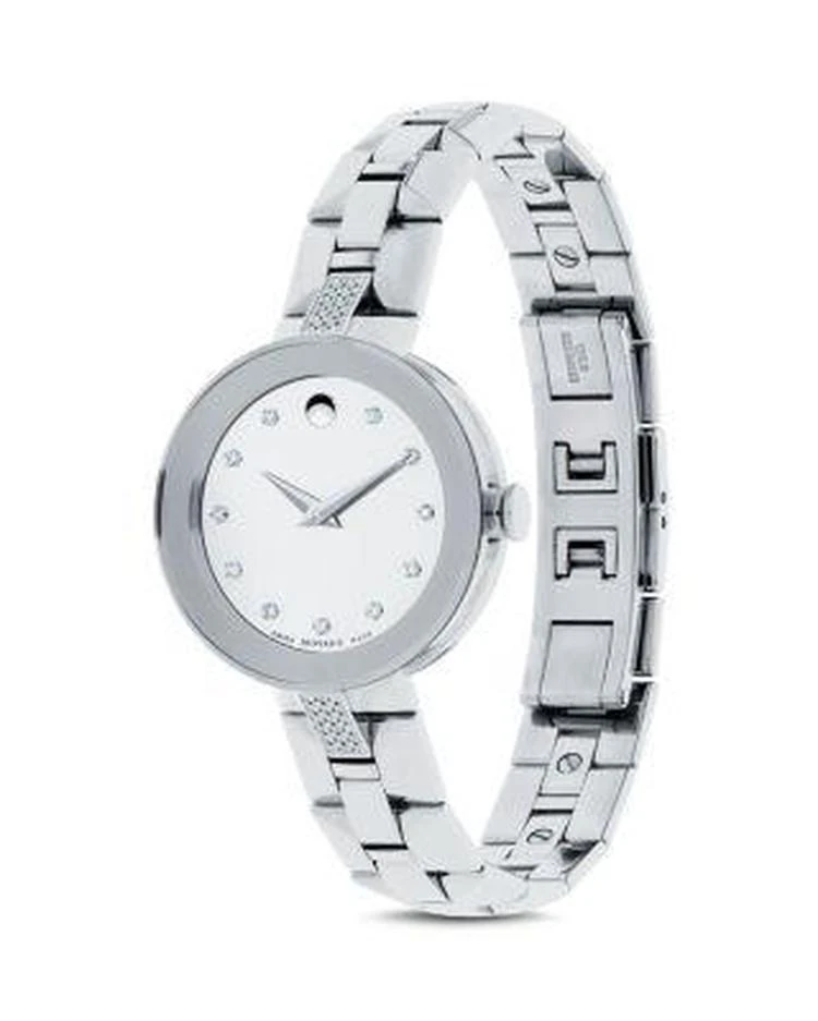 商品Movado|Sapphire Stainless Steel Watch with Diamonds, 28mm,价格¥14768,第2张图片详细描述